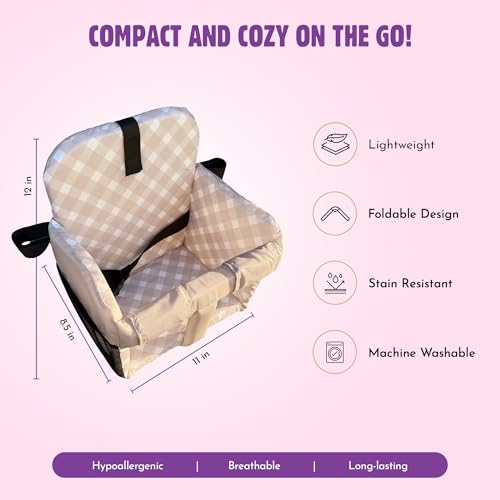 JoSeat Shopping Cart Seat Cover for Baby, High Chair & Grocery Seat Protector, Padded Chair Covers for Restaurant Seats, Unisex Machine Washable Grocery Cart Liner & Swing Insert – Beige Checkered - Image 5