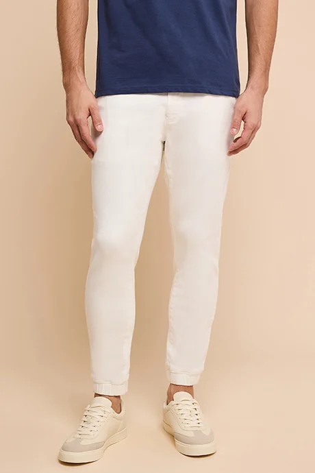 R&B Solid Jogger Jeans with Drawstring Waist