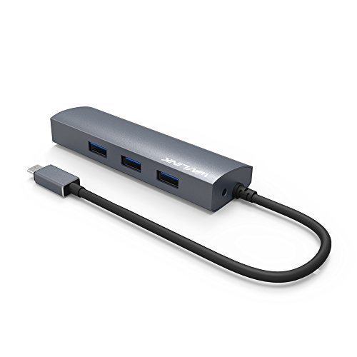 Wavlink USB 3.0 3 Ports Hub with Gigabit Ethernet Adapter, Unibody Aluminum Alloy Body Slim and Sandblasted Surface Supports for Windows Mac OS - Image 1