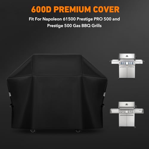 ZBXFCSH Heavy Duty Grill Cover Fit for Napoleon 61500 Prestige PRO 500 and Prestige 500 Gas BBQ Grills,All Weather Protection Waterproof Cover Black - Image 2