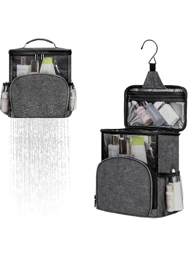 TRASSLE Portable Shower Caddy Dorm, Hanging Shower Bag for Camping Drain from Bottom - College Dorm Room Essentials for Guys Mesh Shower Tote Bag with Hook - Travel Men Women - Image 1