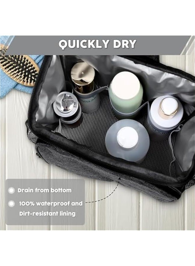 TRASSLE Portable Shower Caddy Dorm, Hanging Shower Bag for Camping Drain from Bottom - College Dorm Room Essentials for Guys Mesh Shower Tote Bag with Hook - Travel Men Women - Image 3