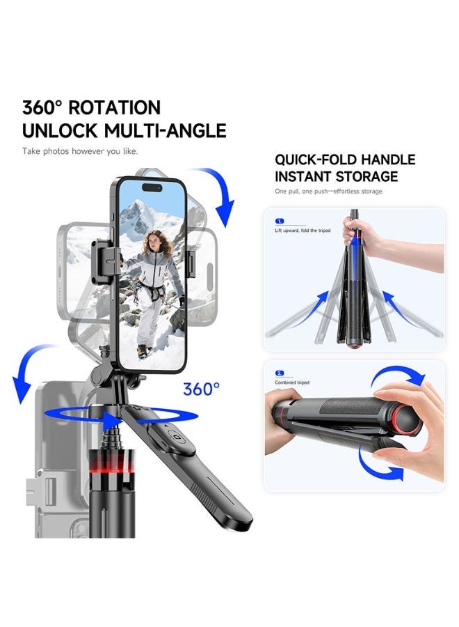 Highdas Auto Pop-Up Selfie Stick Tripod with Bluetooth Remote, 360° Rotatable Phone Holder, Extendable Foldable Stand for iPhone & Android Perfect for Travel, Vlogging & Live Streaming - Image 5
