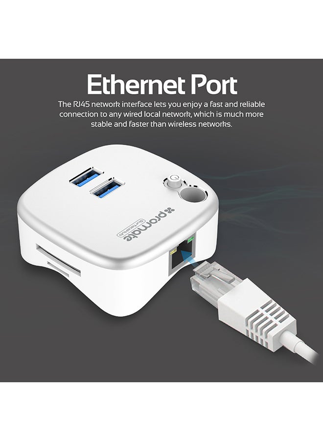 PROMATE USB Dock, Multi-function Microsoft Surface Pro 4/3 USB 3.0 Docking Station with Dual USB 3.0 Port, Gigabit Ethernet Port, SD/MicroSD Slot and Pen Holder, SurfaceHub White - Image 4
