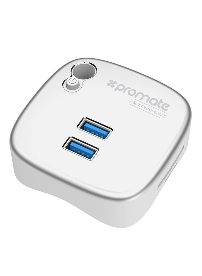 PROMATE USB Dock, Multi-function Microsoft Surface Pro 4/3 USB 3.0 Docking Station with Dual USB 3.0 Port, Gigabit Ethernet Port, SD/MicroSD Slot and Pen Holder, SurfaceHub White - Image 1