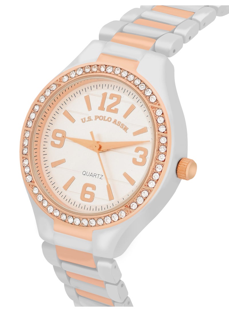 U.S. Polo Assn. Women's Quartz Analog dual tone plated watch and bracelet set  - Image 2
