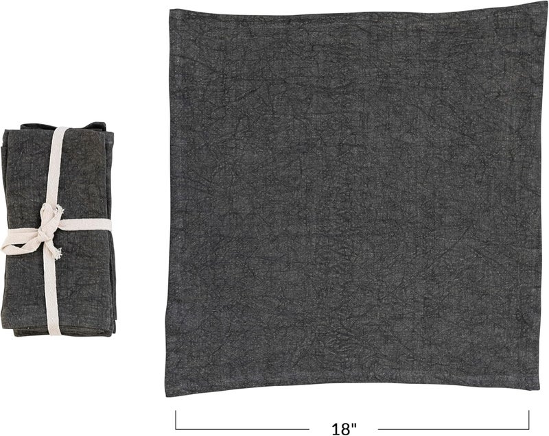 Creative CoOp 18 Inches Square Stonewashed Linen Dinner Kitchen Use Charcoal Color Set of 4 Napkin Gray - Image 4