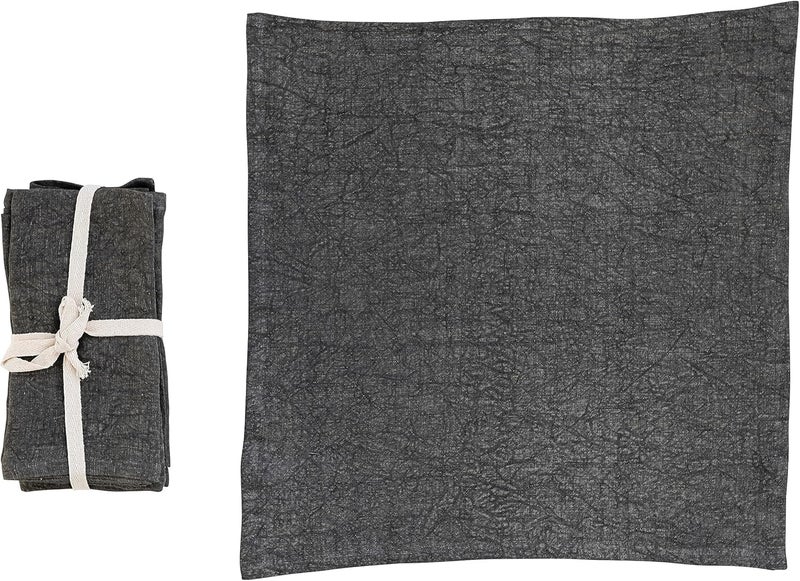 Creative CoOp 18 Inches Square Stonewashed Linen Dinner Kitchen Use Charcoal Color Set of 4 Napkin Gray - Image 1