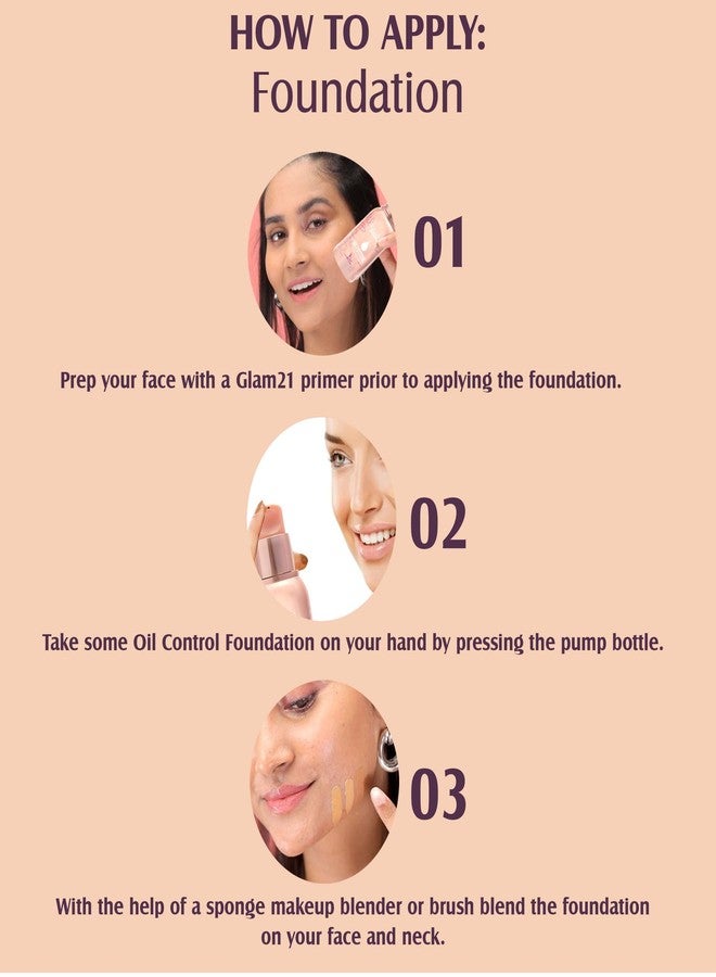 Glam 21 Glam21 Oil Control Hydrating Foundation to Matte Look- Highly Recommended for Oily Skin| Moisturized & Minimizes Redness, Pores & Cover-ups Skin Acne, Scars, Blemishes | 40gm, 06 - Image 5
