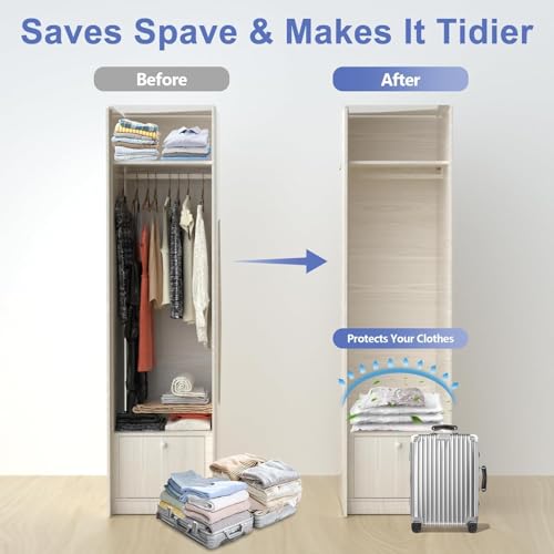 SELLWIZE Vacuum Storage Bags with Electric Pump, 5 Pack Small, Space Saver Bags with Triple-Sealed Valve Airtight, Reusable Compression Storage Bags for Packing, Polyamide Polyethylene Material - Image 5