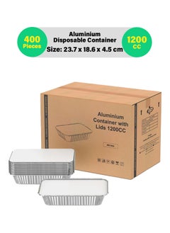 cleaning superstore 400-Pcs Disposable Aluminum Food Containers with Lid 1200 CC  - Image 1