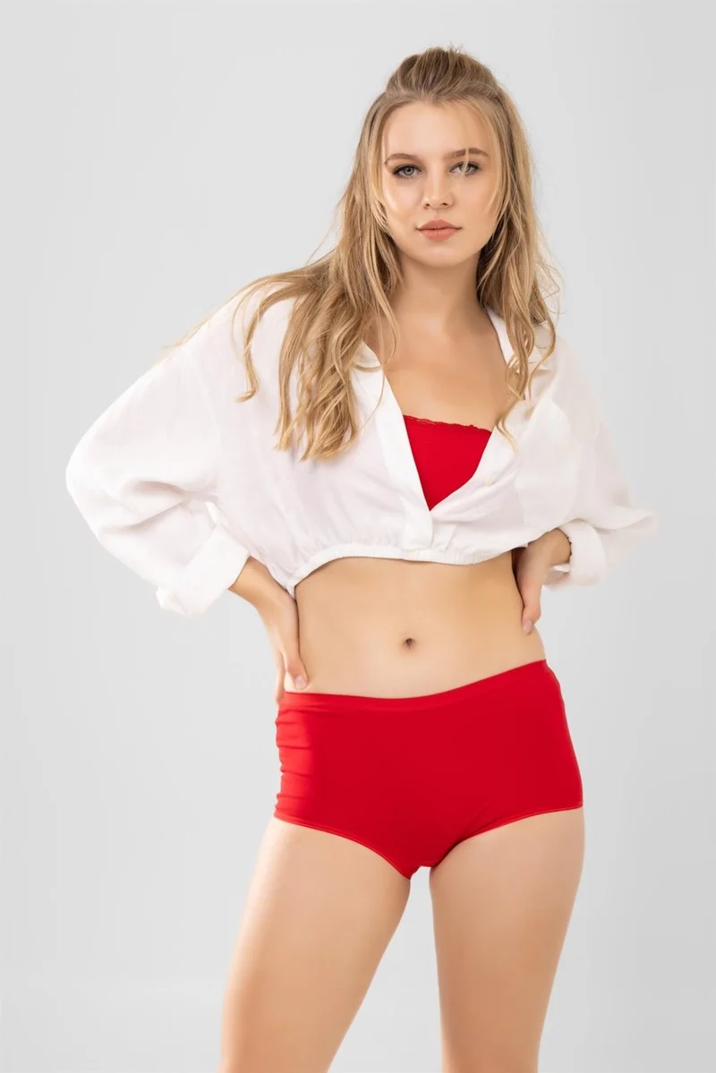 Baykar Cotton High Waist Bato Basic Panties Red