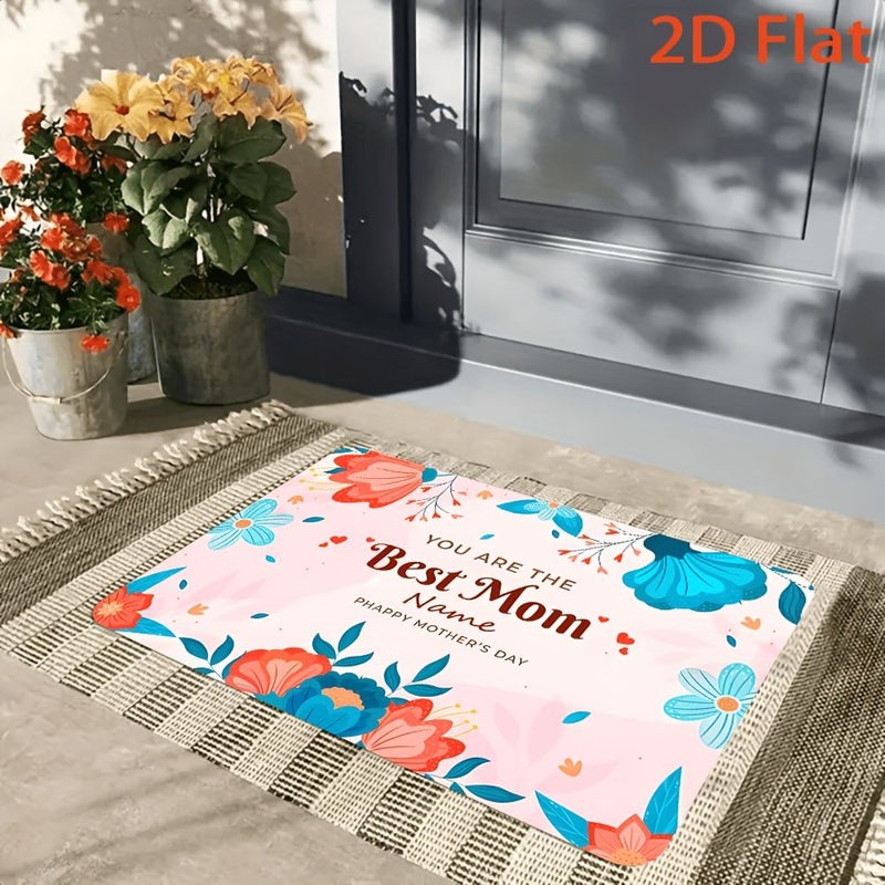 بساط دعسة للأم قابل للتخصيص بمناسبة عيد الأم، بتصميم زهري، مقاس 60×90 سم، غير قابل للانزلاق، ناعم ومتين، هدية للأم. - Image 2