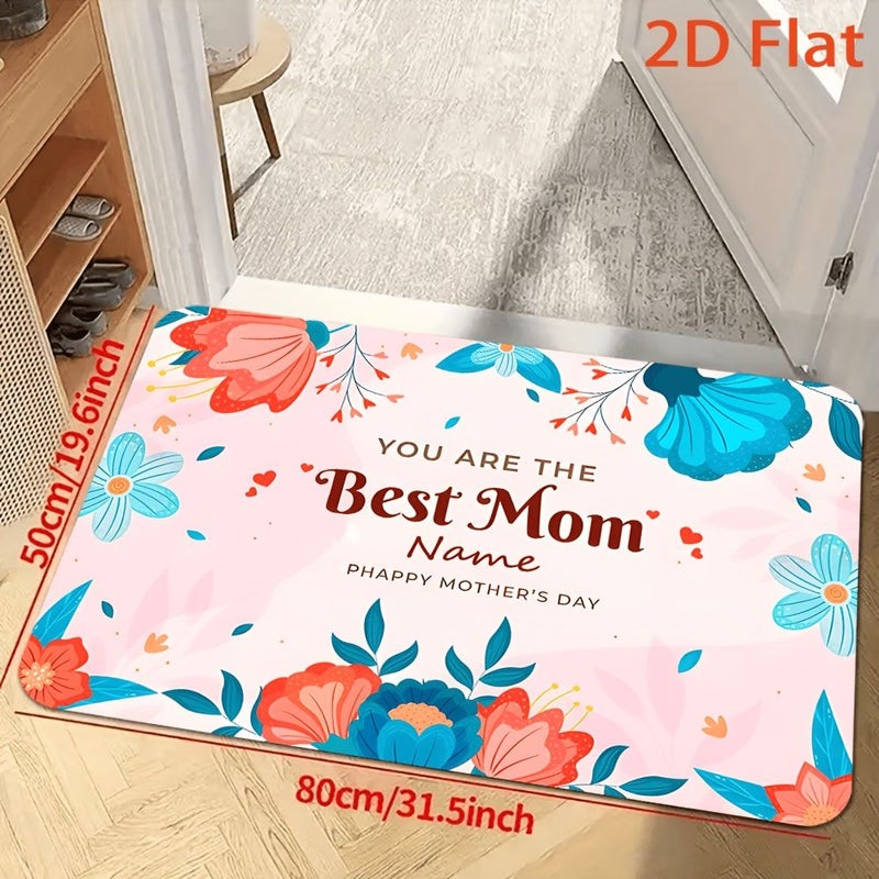 بساط دعسة للأم قابل للتخصيص بمناسبة عيد الأم، بتصميم زهري، مقاس 60×90 سم، غير قابل للانزلاق، ناعم ومتين، هدية للأم. - Image 5