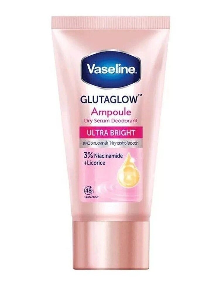 Vaseline GlutaGlow Ampoule Ultra Bright – Whitening & 48H Protection Dry Serum Deodorant with Niacinamide & Licorice (50ml)