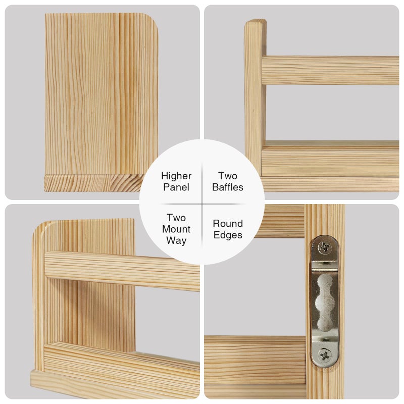 Harwaya Natural Wood Wall Bookshelf for Kids Bedroom Set of 3, 24 Inch Wooden Floating Nursery Book Shelves for Baby Boy Girl Room, Wall Mounted Toddler Book Shelf for Toy Organizers and Storage - Image 2