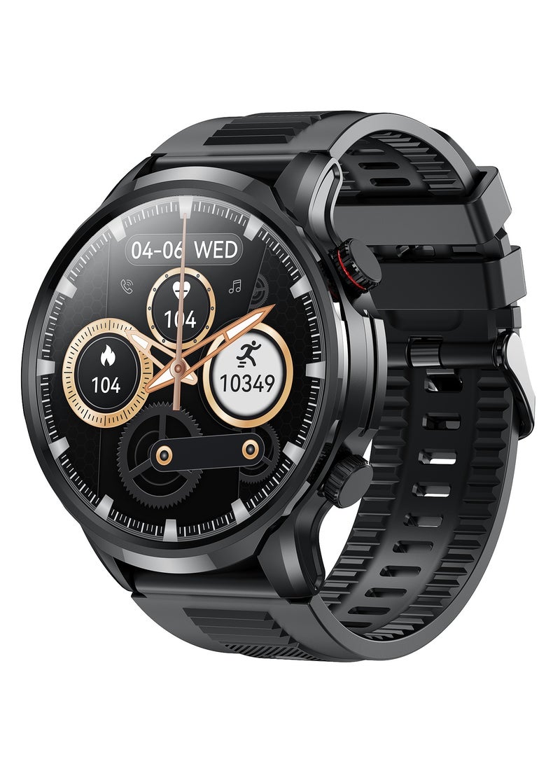 RollsTimi  Men's Smart Watch, 1.95-Inch Full Screen, Nano Waterproof, Support Bluetooth Calls, 8+1 Sports Modes, Health Monitoring, 500mAh Large Capacity Battery, Sports SmartWatch, EX100 Tape Black - Image 1