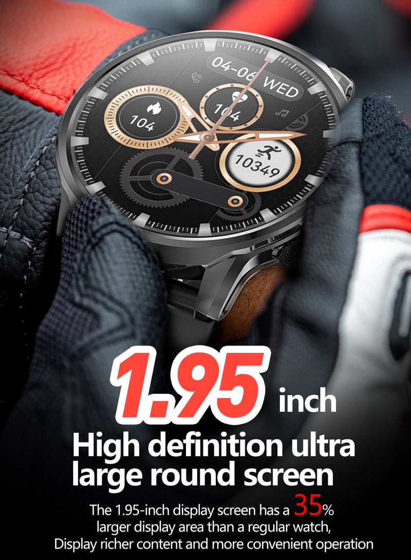 RollsTimi  Men's Smart Watch, 1.95-Inch Full Screen, Nano Waterproof, Support Bluetooth Calls, 8+1 Sports Modes, Health Monitoring, 500mAh Large Capacity Battery, Sports SmartWatch, EX100 Tape Black - Image 2