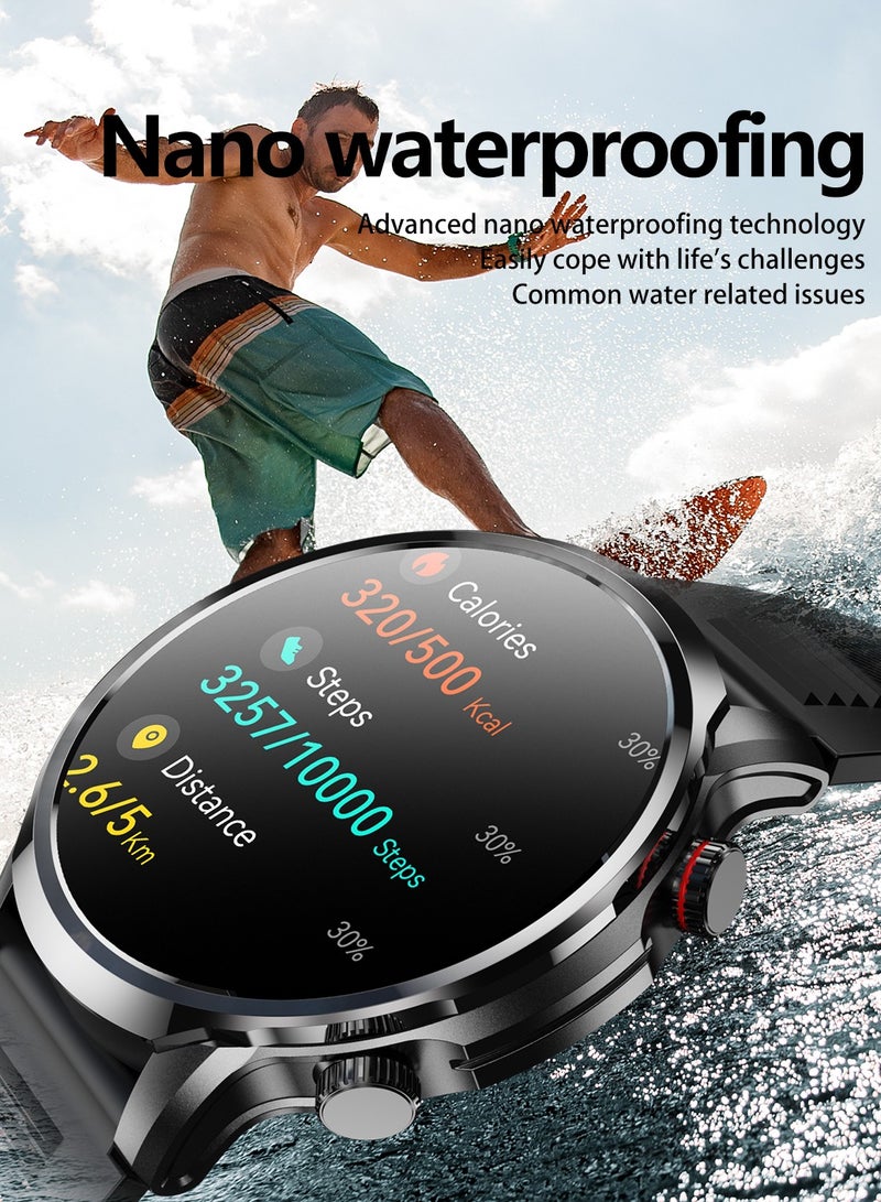 RollsTimi  Men's Smart Watch, 1.95-Inch Full Screen, Nano Waterproof, Support Bluetooth Calls, 8+1 Sports Modes, Health Monitoring, 500mAh Large Capacity Battery, Sports SmartWatch, EX100 Tape Black - Image 4