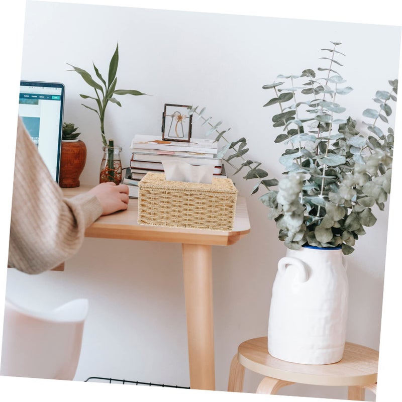 Rattan Paper Towel Holder Storage Box For Bathroom Living Room And Car - Image 5