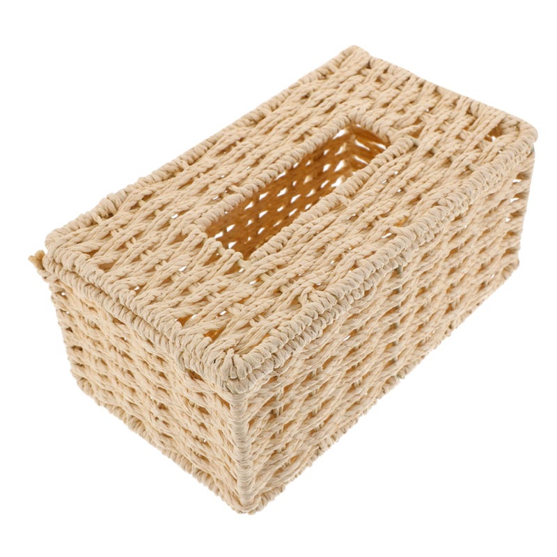 Rattan Paper Towel Holder Storage Box For Bathroom Living Room And Car - Image 2