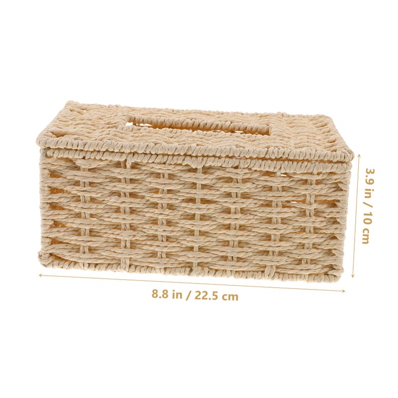Rattan Paper Towel Holder Storage Box For Bathroom Living Room And Car - Image 3