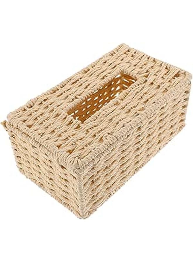 Rattan Paper Towel Holder Storage Box For Bathroom Living Room And Car - Image 1