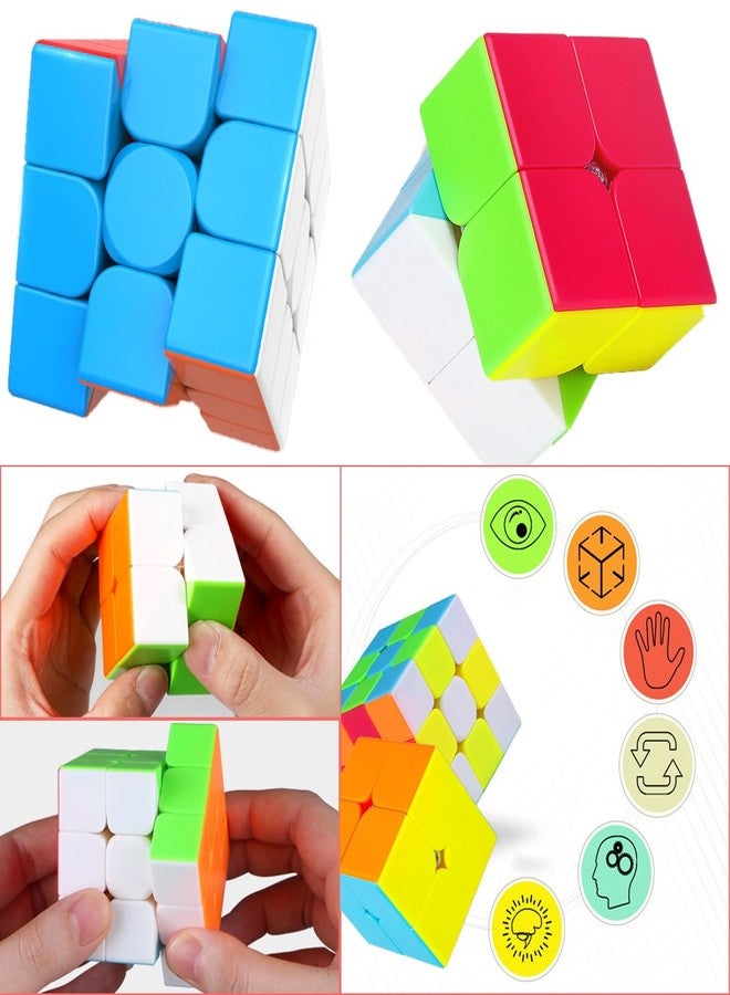 أهيوان مجموعة مكعبات السرعة من أهيوان، مكعبات سرعة 2x2x2، لعبة مكعبات سحرية 3x3، لعبة ألغاز مكعبات سحرية 3x3x3، ألعاب حسية للأطفال والكبار بدون ملصقات - Image 2