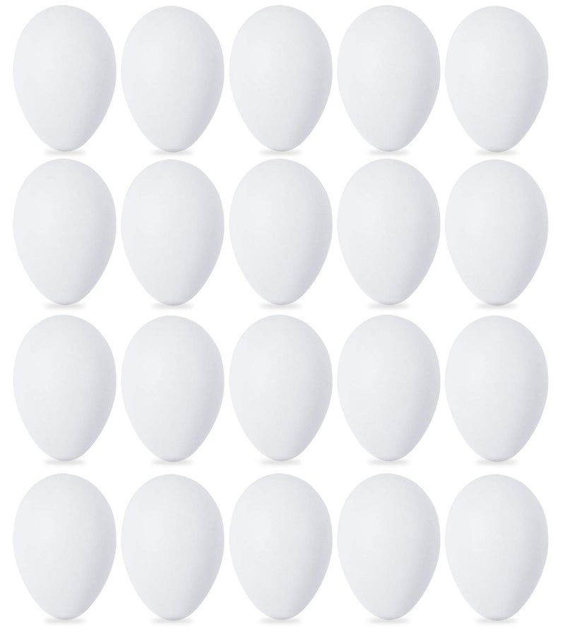 Double Couple 20 PCS White Plastic Eggs for Hunts, Basket Fillers, Gift, Compatible with Egg Decoration Spinner Machine - Image 1