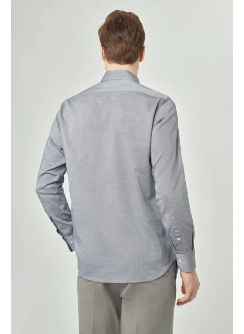 Bisse Men's Pasha Collar Shirt with Epaulettes Inside the Arm GRAY GM23Y231146_D55