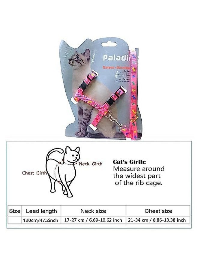 طقم حزام من النايلون للقطط الصغيرة والحيوانات الأليفة الصغيرة | حزام تدريب القطط (مطبوع عليه مخلب باللون الوردي) - Image 5