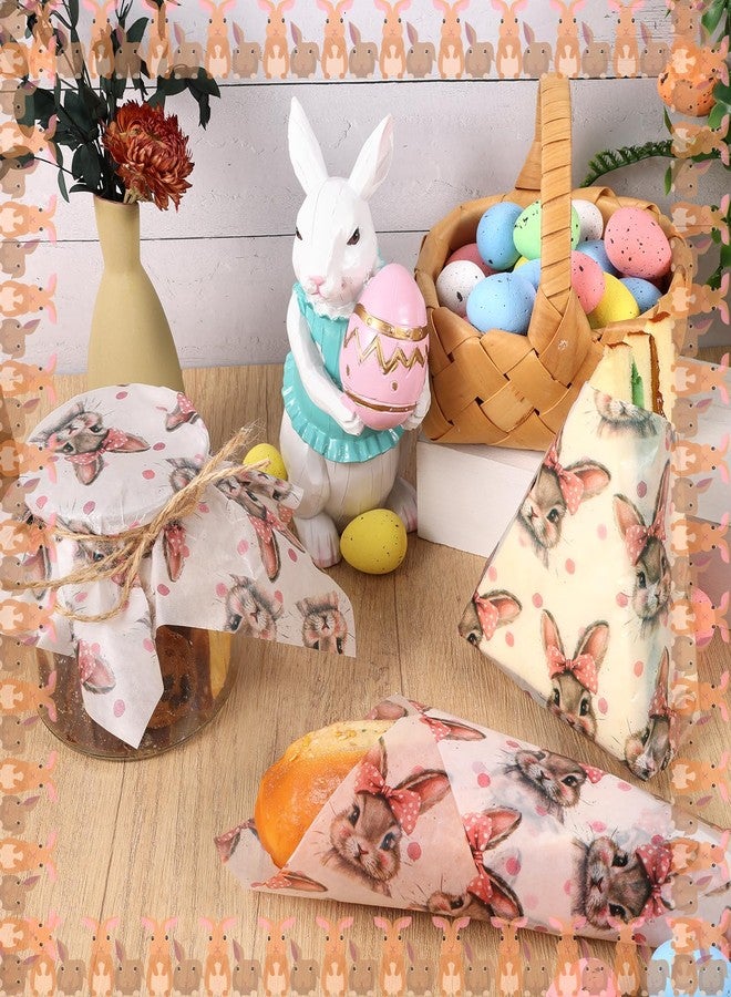 Fabllewavi 150 Sheets Retro Bunny Wax Paper Sheets for Food Deli, 9.8 x 8.3 inch Girly Rabbit Bows Greaseproof Deli Paper for Sandwich Picnic Basket Liner Easter Spring Party Supplies - Image 4
