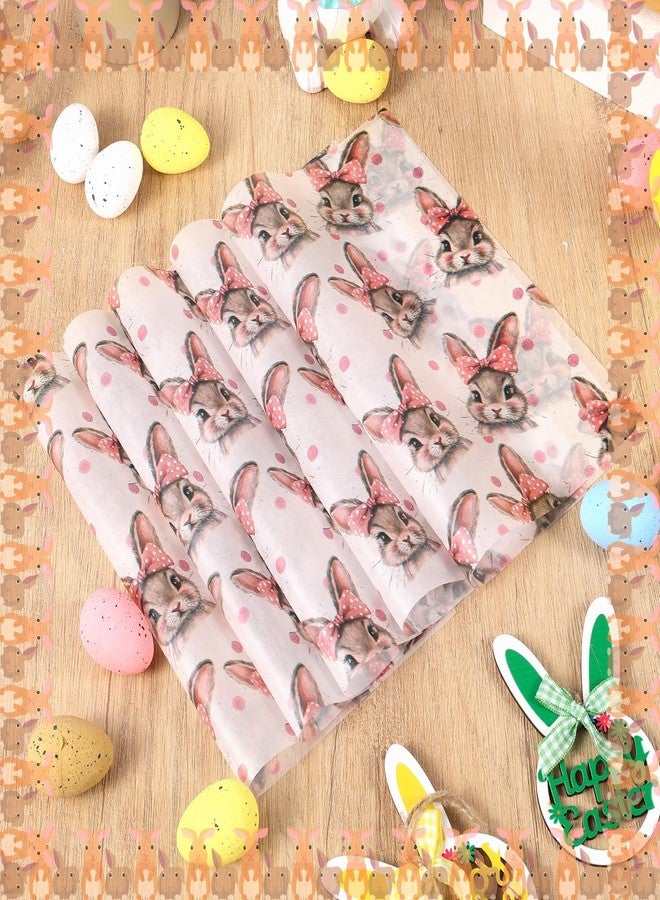 Fabllewavi 150 Sheets Retro Bunny Wax Paper Sheets for Food Deli, 9.8 x 8.3 inch Girly Rabbit Bows Greaseproof Deli Paper for Sandwich Picnic Basket Liner Easter Spring Party Supplies - Image 3