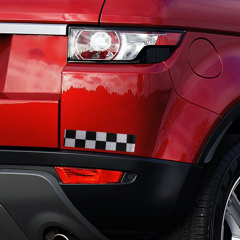 2pcs Reflective Sticker Checkered Tape Warning Tape Adhesive Sticker Car High Visibility Sticker - Image 3