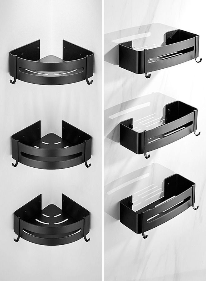 Kutis 2 Pieces Bathroom Shelf Shower Shampoo Soap Organizer Wall Mounts Storage Rack Black 29 x 21 x 4.5 cm - Image 5