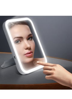 Y&D Makeup Mirror with Light and Magnifying, Lighted Vanity Touch Screen Dimmable, Intelligent Switch, Portable Foldable Stand for Tabletop, Bathroom 3 Color  - Image 1