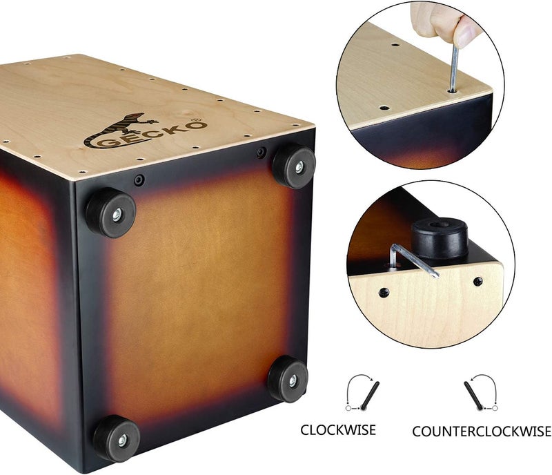 GECKO Cajon BOX Drum - Wooden Percussion Box with Adjustable Guitar Strings - Image 3