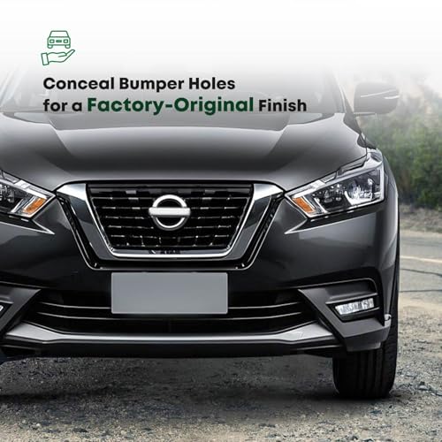YHTAUTO Tow Hook Cover Compatible with Nissan Kicks 2017 2018 2019 2020 2021 Sport Utility, Front Side Bumper Towing Bracket Hole Cover, Black Tow Eye Cap - Image 3