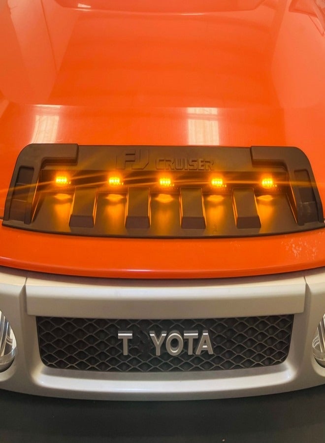 Generic Fj Cruiser Hood Scoop With Amber Lights. 5 Lights With Scoop for Fj Cruiser 2007-2023, - Image 4