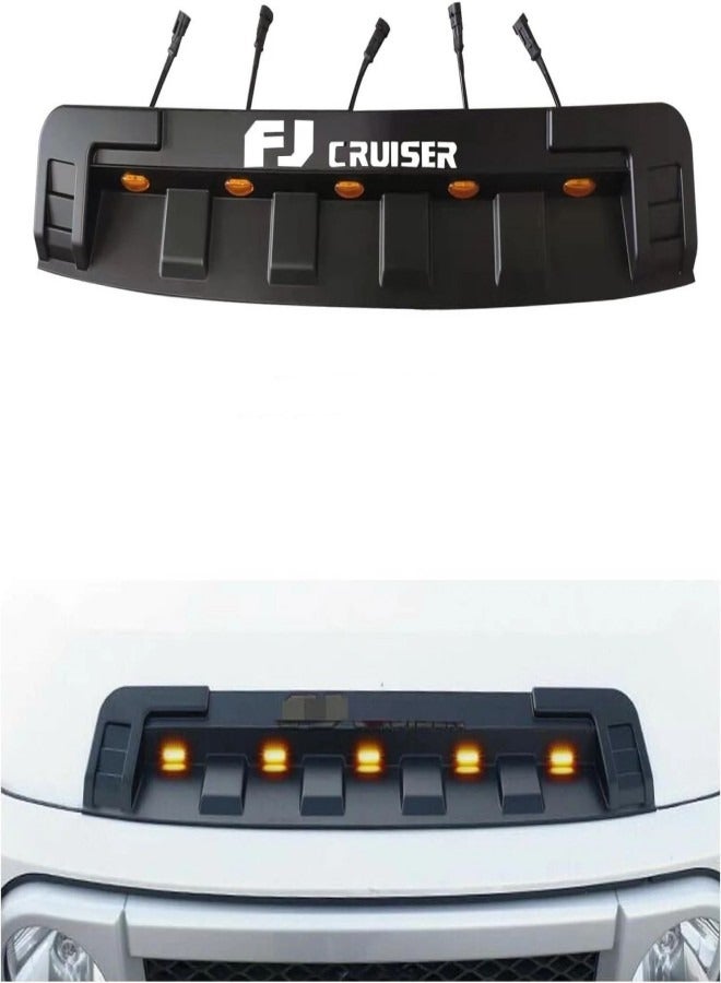 Generic Fj Cruiser Hood Scoop With Amber Lights. 5 Lights With Scoop for Fj Cruiser 2007-2023, - Image 1