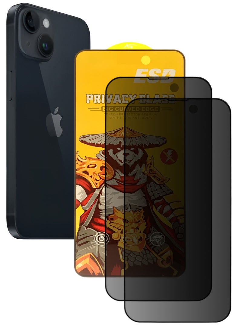 ESD 2 Pieces Tempered Dustproof Privacy Glass Screen Protector Compatible For iPhone 14 - Image 1