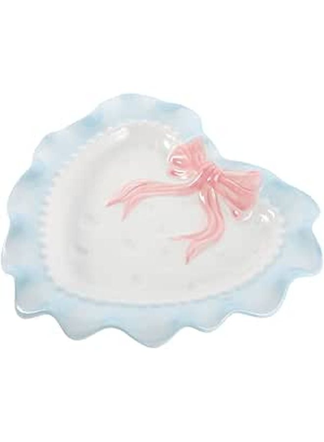 Heart Shaped Ceramic Appetizer Plates Valentine Day Dessert Serving Tray for Parties Home - Image 1