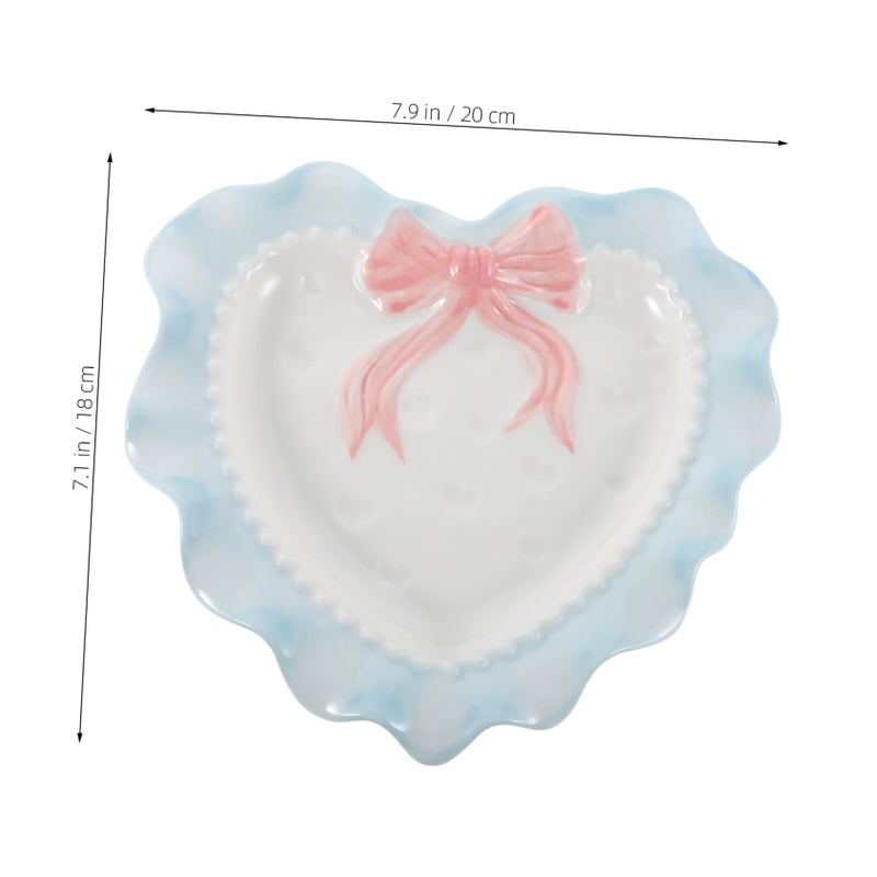 Heart Shaped Ceramic Appetizer Plates Valentine Day Dessert Serving Tray for Parties Home - Image 3