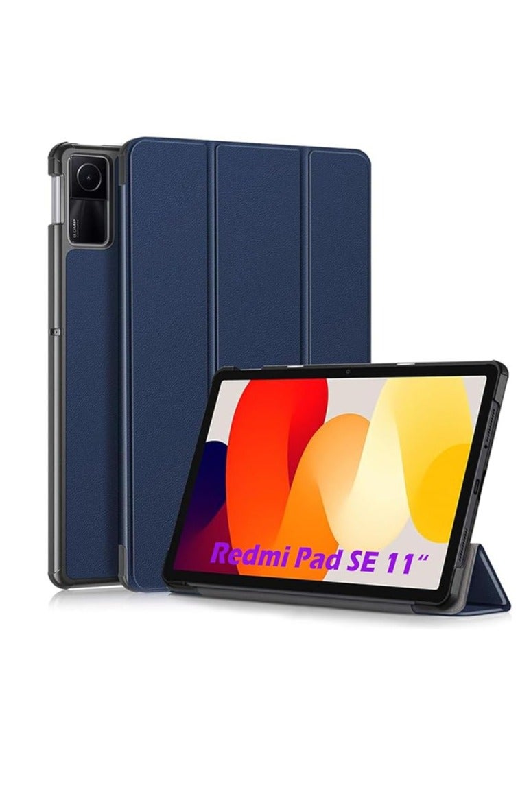 جراب حماية لجهاز شاومي ريدمي باد اس اي 11  بوصة 2023 قابل للطي ورفيع للغاية من جلد البولي يوريثين مع غطاء لميزة السكون/الفتح التلقائي لشاومي أزرق