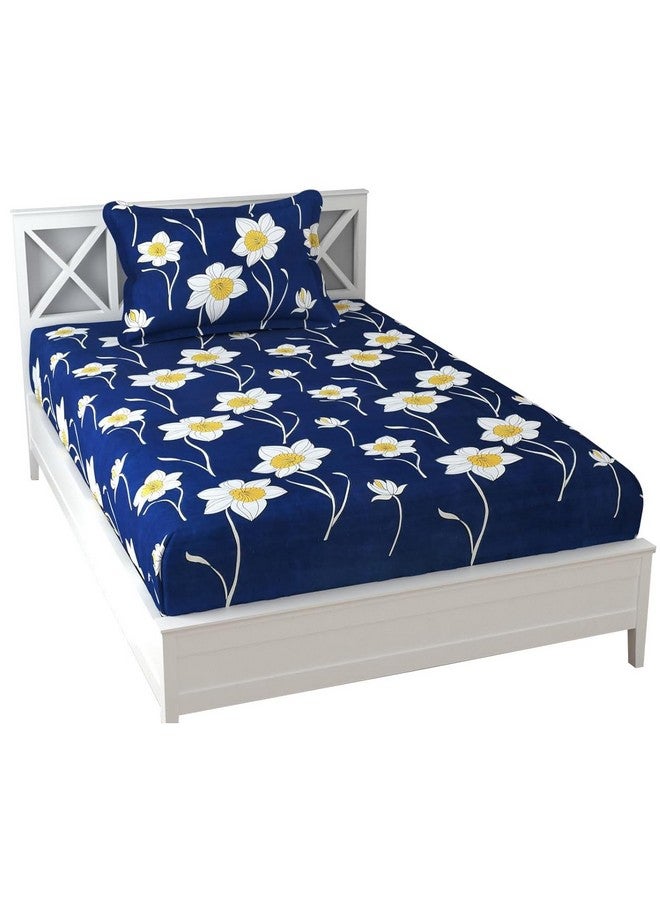 FRESH FROM LOOM Floral Microfiber Single Bedsheet for Single Bed | 1 Pillow Covers | Hypo-Allergenic Bedsheets/Bedcover Size 60x90 inch/Lilly Royal Blue - Image 4