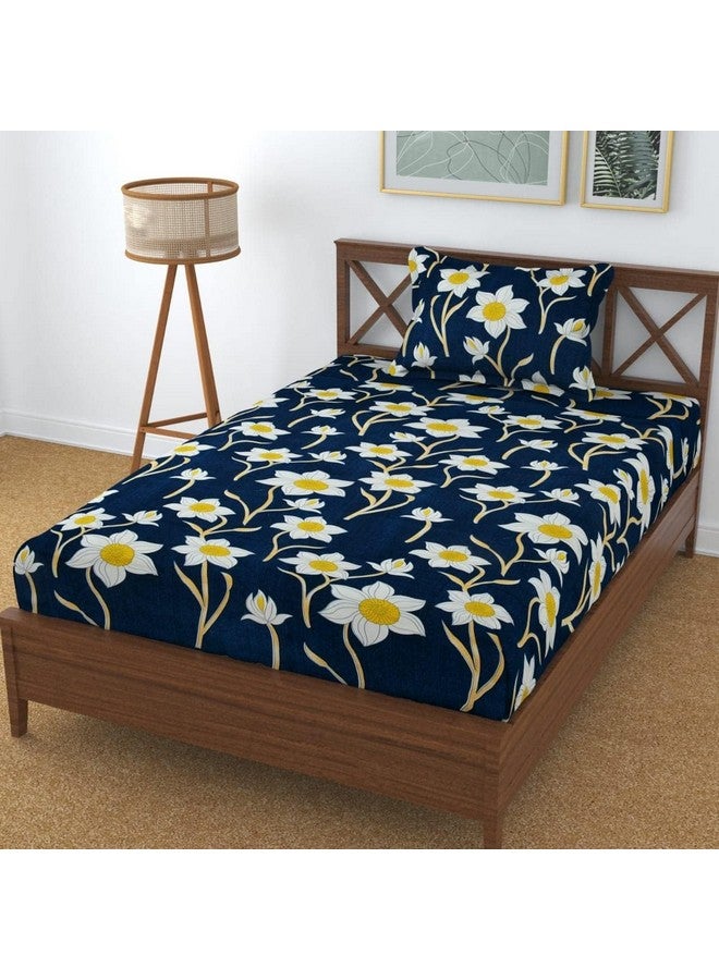 FRESH FROM LOOM Floral Microfiber Single Bedsheet for Single Bed | 1 Pillow Covers | Hypo-Allergenic Bedsheets/Bedcover Size 60x90 inch/Lilly Royal Blue - Image 5