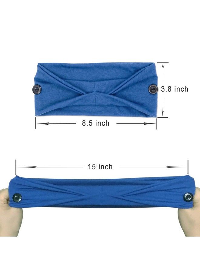 YONUF Headbands For Women Girls Nurses Doctors With Buttons Elastic Yoga Hair Bands Accessories Non Slip 4 Pcs - Image 4