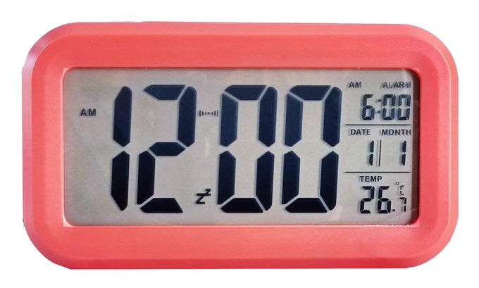 PLASTIC DIGITAL ALARM AND TABLE CLOCK 13 X 8 X 4 CM RED ODC 210
