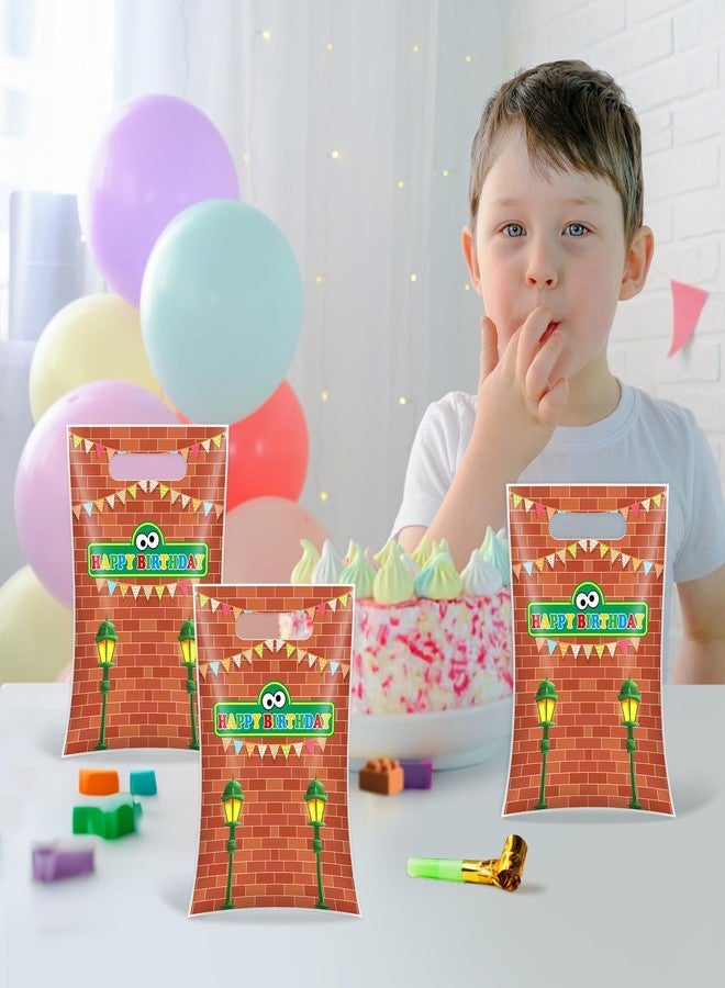 Reyoust 50Pcs Red Brick Wall Street Plastic Gift Bags with Handles Cartoon Street Happy Birthday Treat Candy Bags Red Animation Goodie Bag for Kids Boys Birthday Party Decorations - Image 4