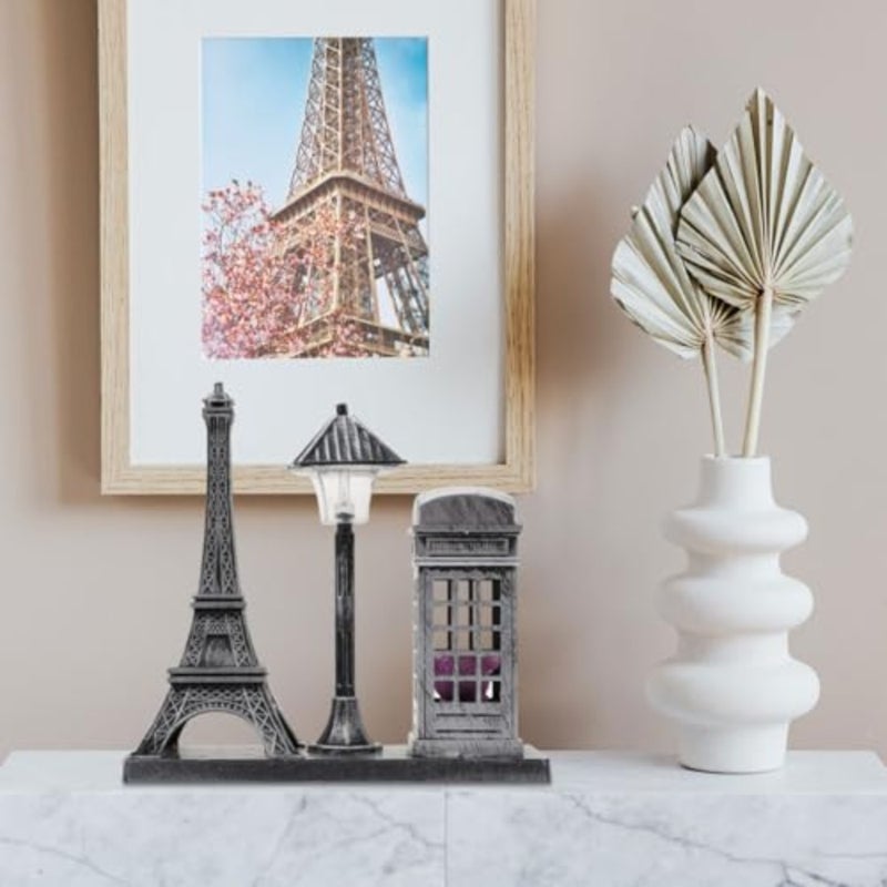 Vintage Silver Eiffel Tower Street Lamp Night Light - Decorative Art Craft for Home and Office - Unique Desktop Accent Piece - Image 4